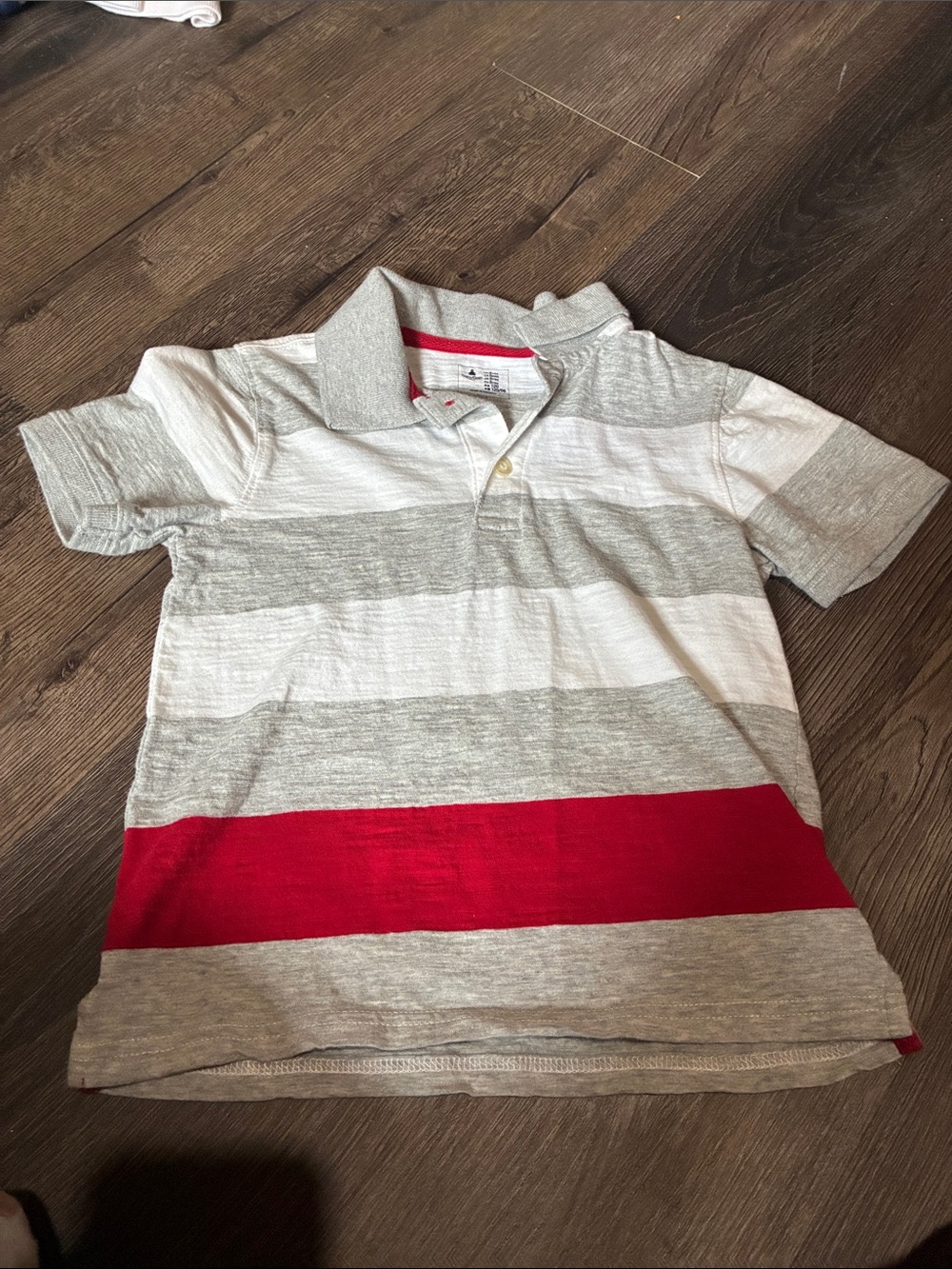GAP Grey White and Red Striped Boys Polo